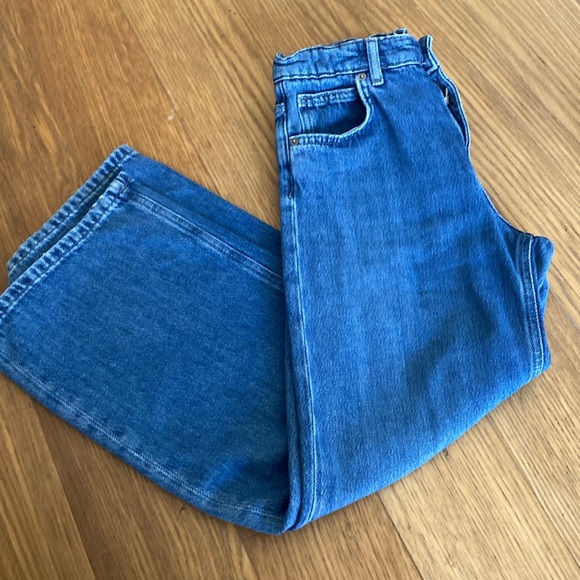 Zara Kids Girls Wide Leg Blue Cotton Jeans 11-12 - Picture 4 of 5
